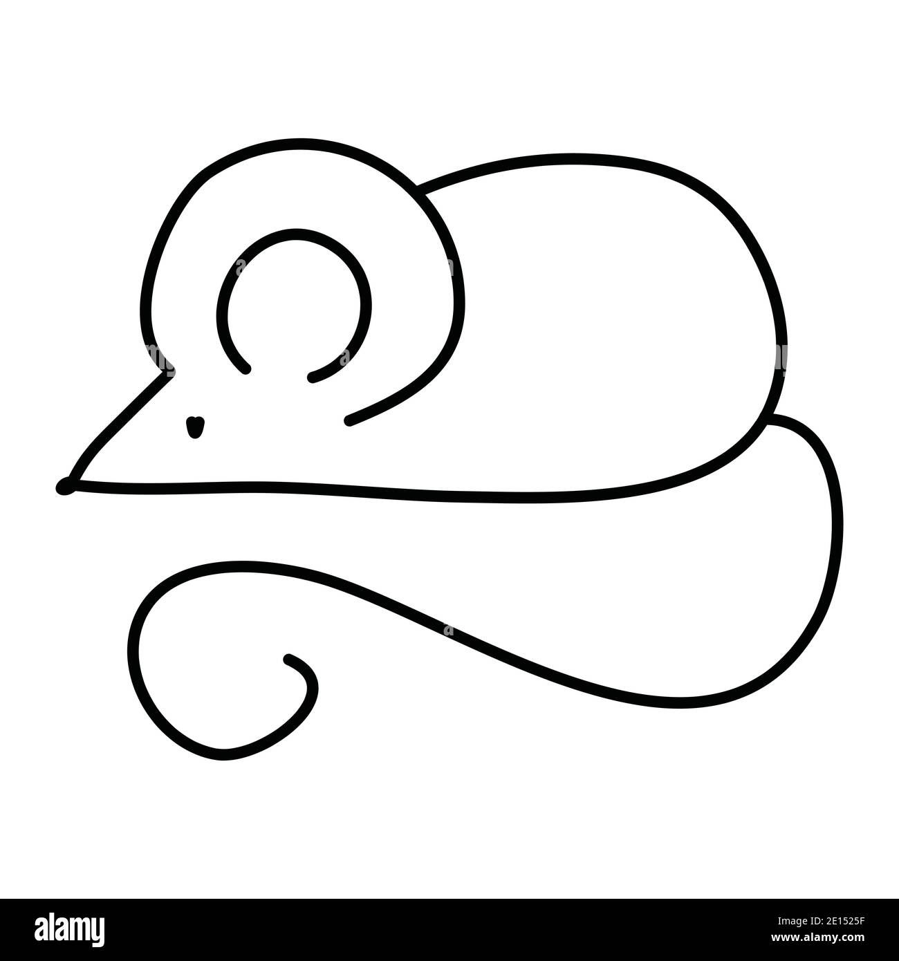 Cartoon mouse, big ears and spiral tail, contour mouse hand drawn doodle  vector illustration Stock Vector Image & Art - Alamy
