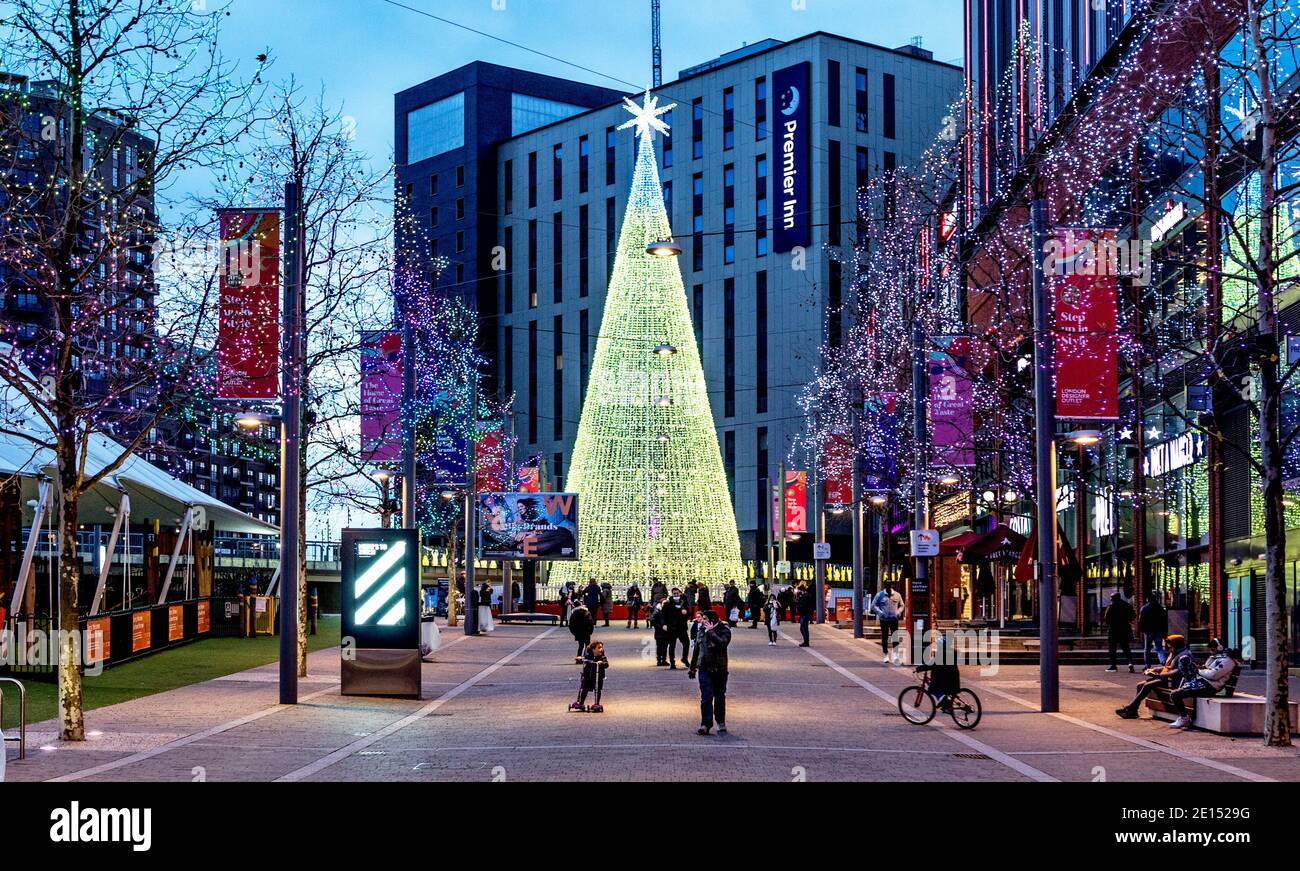 Christmas Tree and Decorations in Wembley Park Shopping Centre London