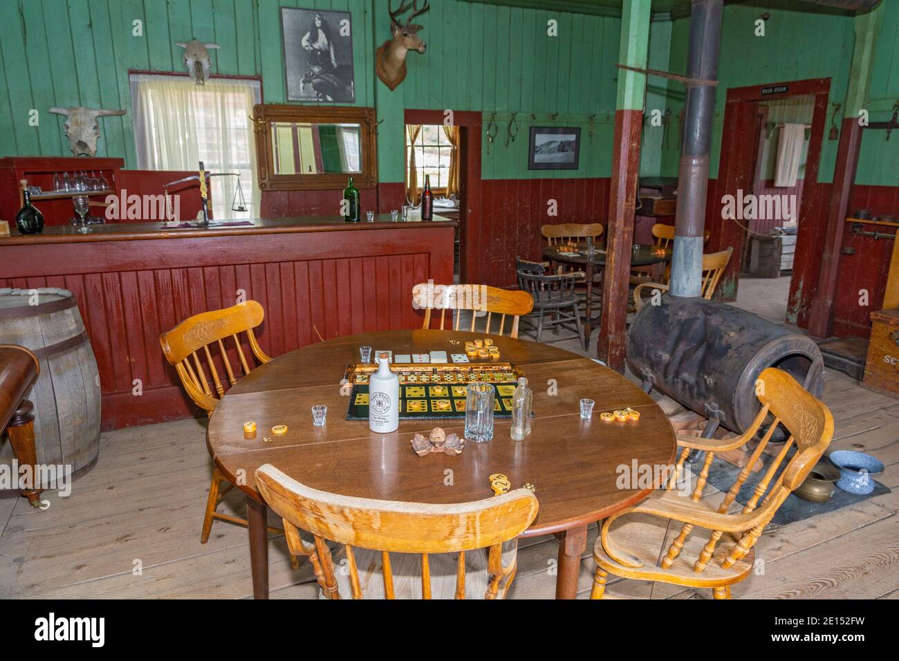 Canada, British Columbia, Cache Creek, Historic Hat Creek Ranch, Hat Creek House, saloon, circa