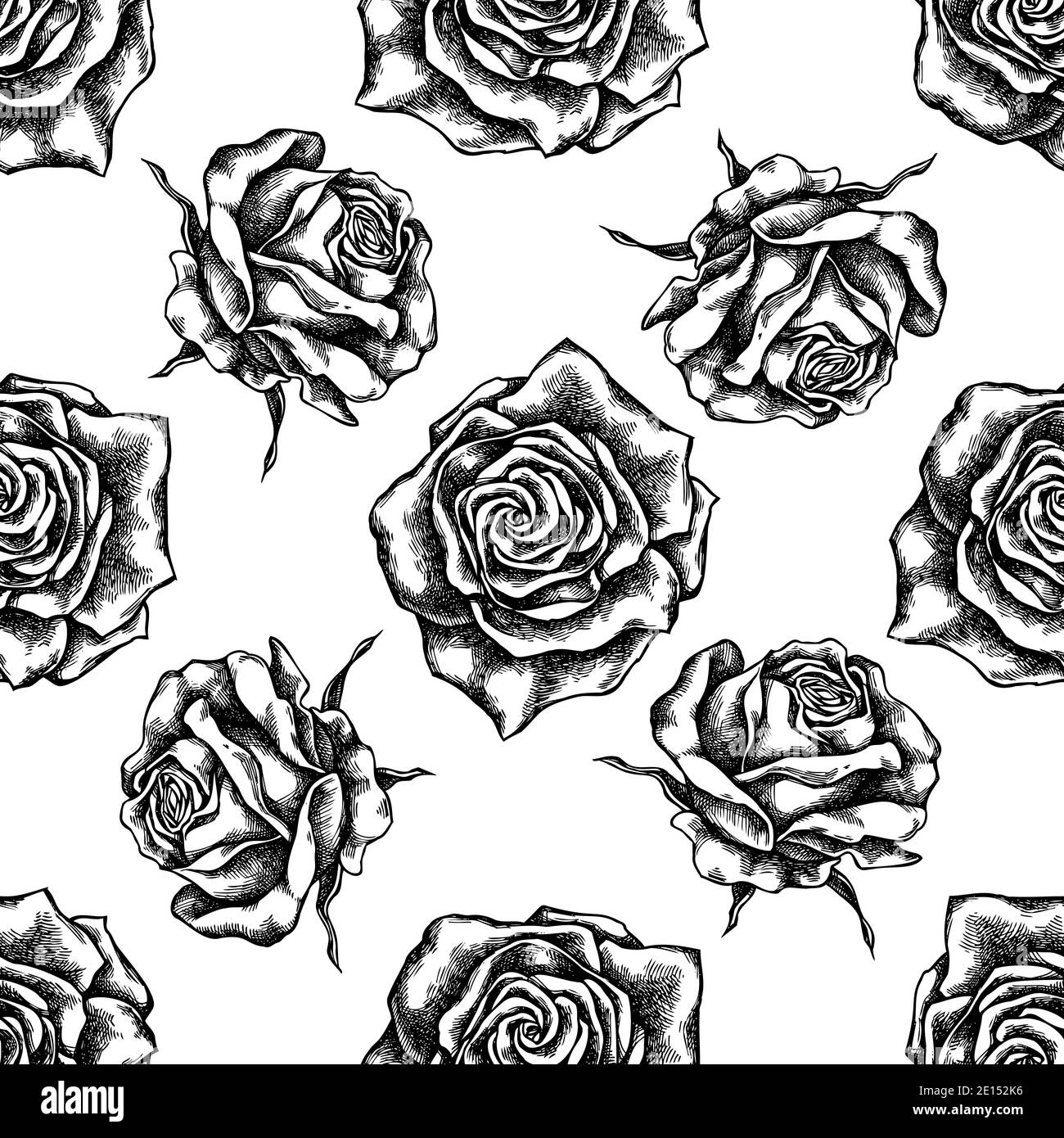Seamless wallpaper pink roses Black and White Stock Photos & Images - Alamy