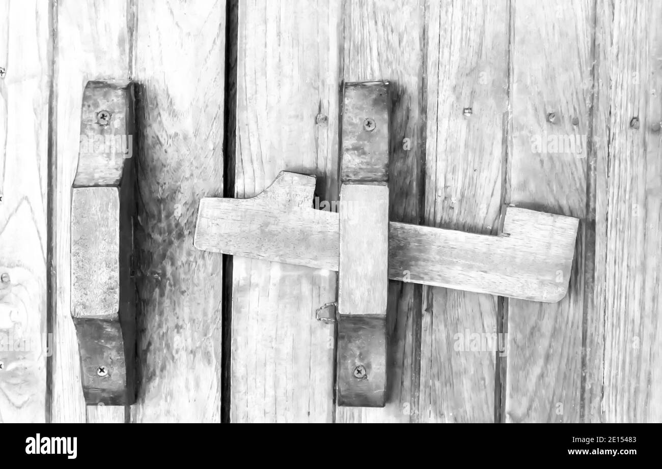 White painted wooden door on a light background washed wood Stock Photo