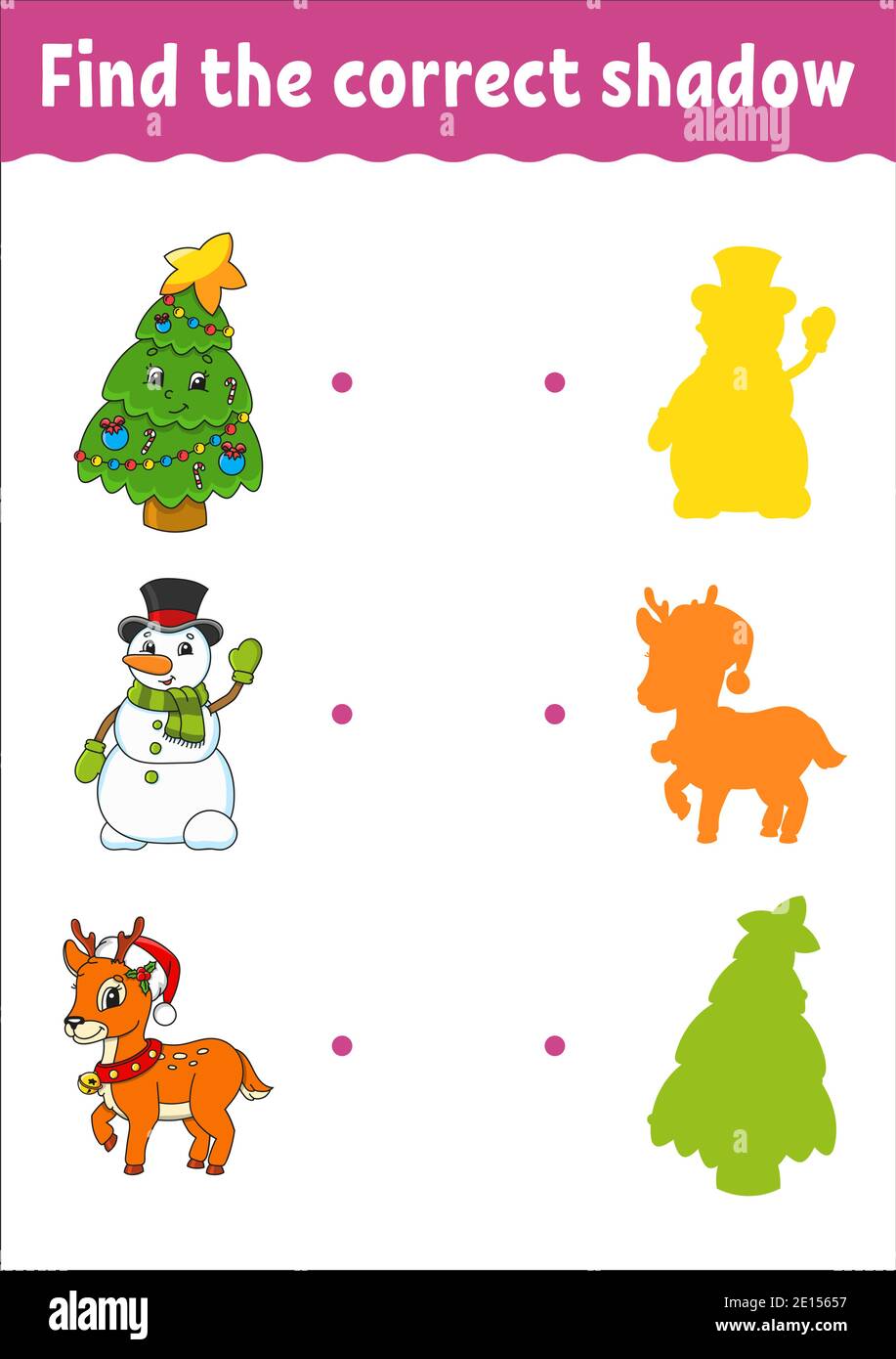 Find the correct shadow. Education developing worksheet. Matching game ...