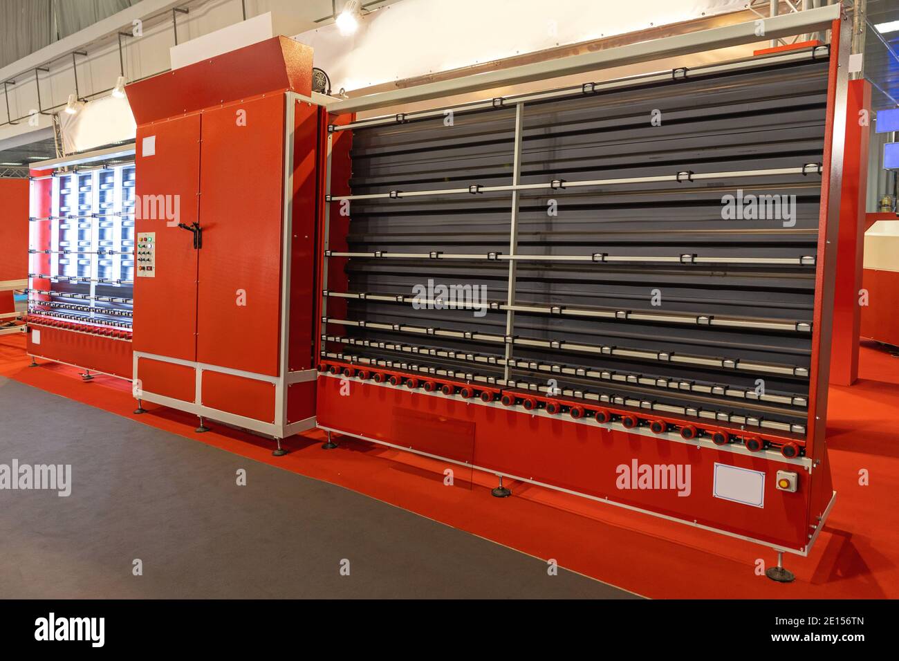 Pane Glass Washing and Drying Machine Equipment Stock Photo