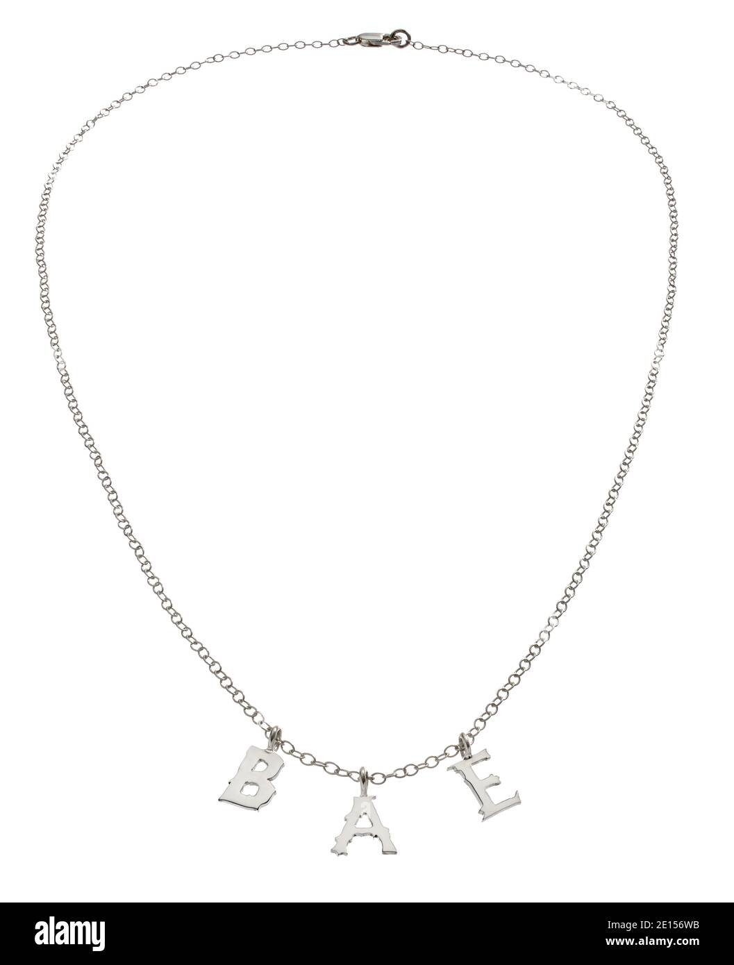 Silver necklace by Wendy Brandes photographed on a white background Stock Photo