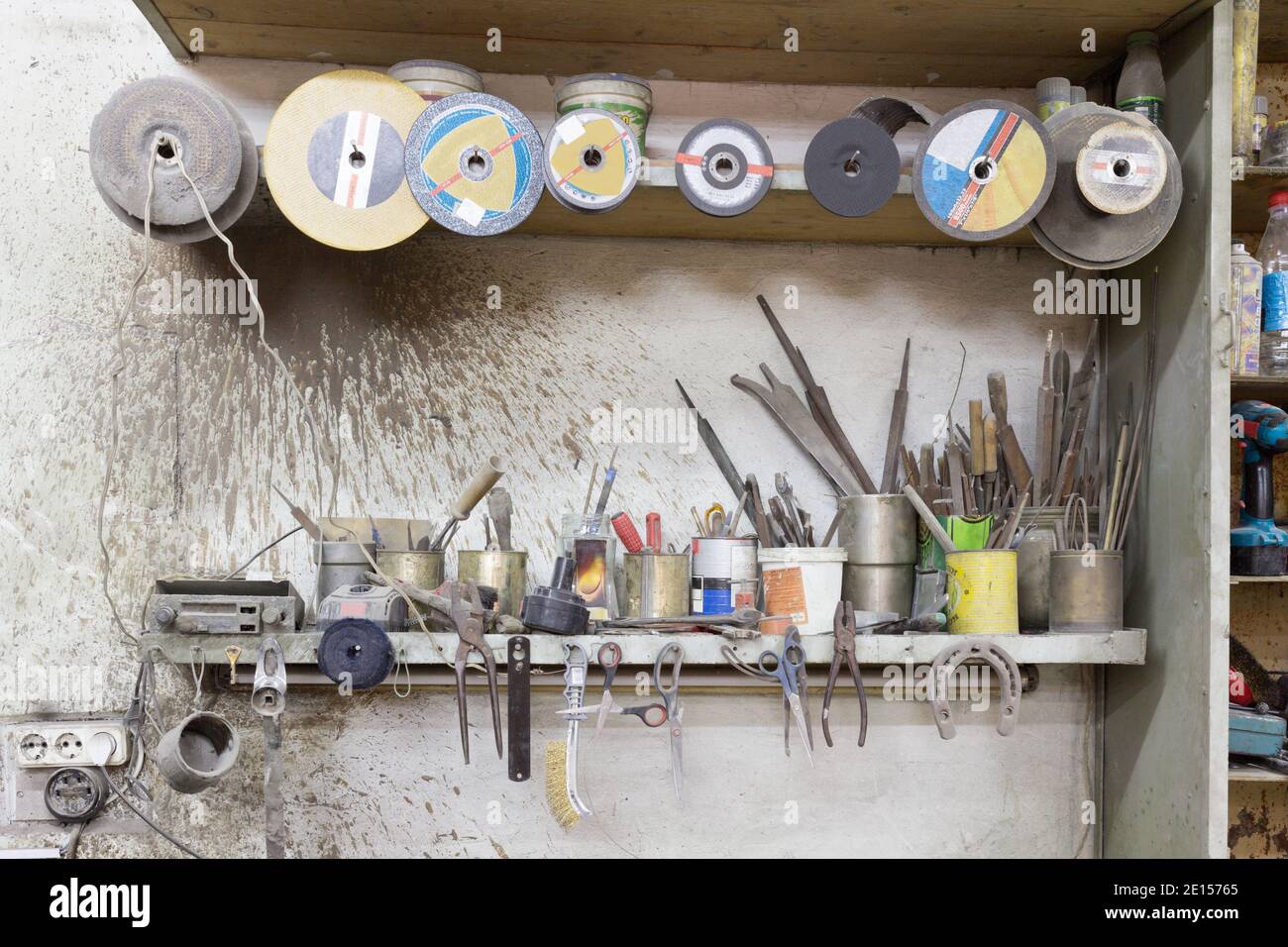 The abrasive discs are hanging on the shelf. Closeup Stock Photo Alamy