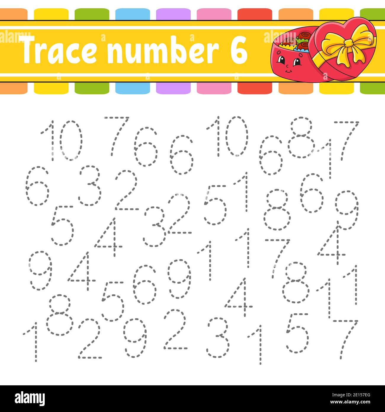 Trace number. Handwriting practice. Learning numbers for kids. Education developing worksheet. Activity page. Game for toddlers and preschoolers. Isol Stock Vector