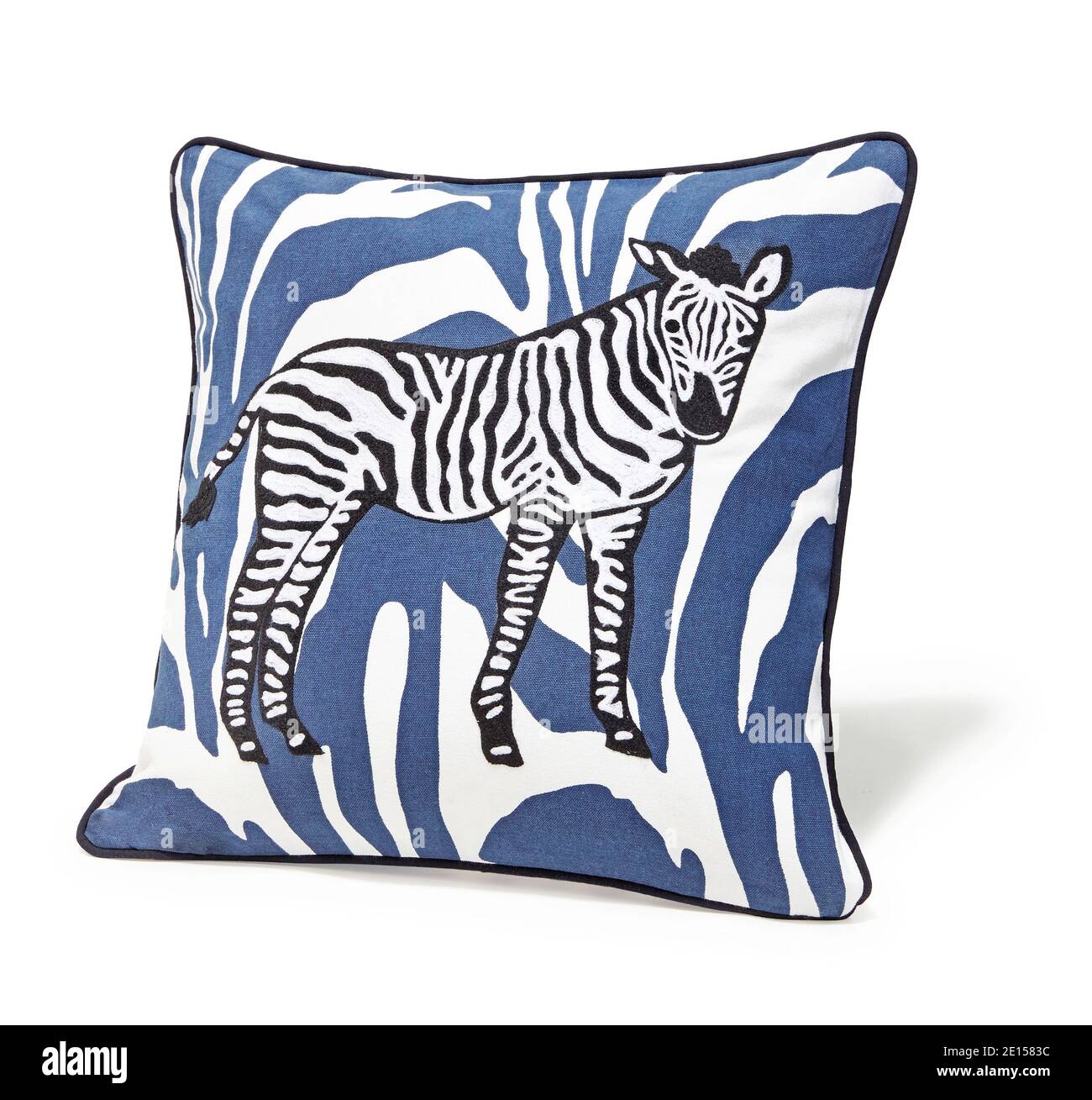 Blue Zebra pillow from the FALL 2014 C.Wonder Look Book photographed on a white background Stock Photo Alamy