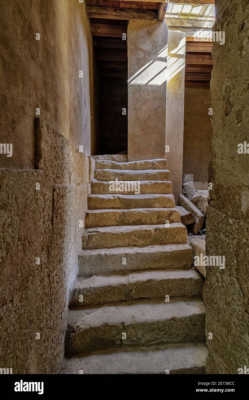 Staircase inside the mastaba Tomb of Princess Idut   in Saqqara Stock Photo