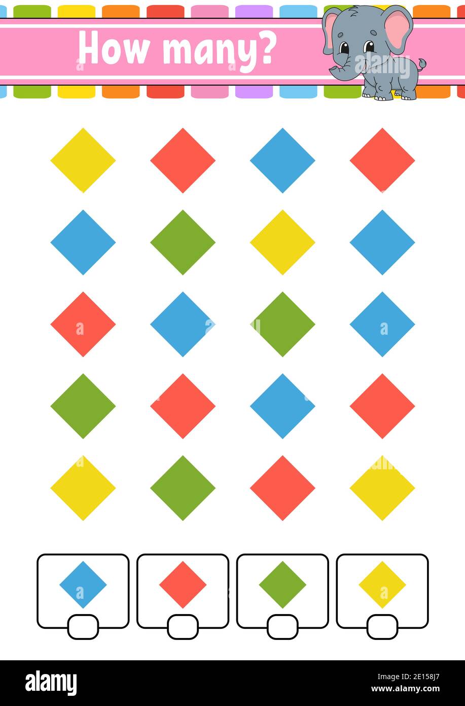 Counting game for children. Happy characters. Learning mathematics. How ...