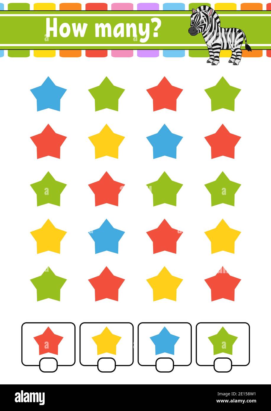 Counting game for children. Happy characters. Learning mathematics. How