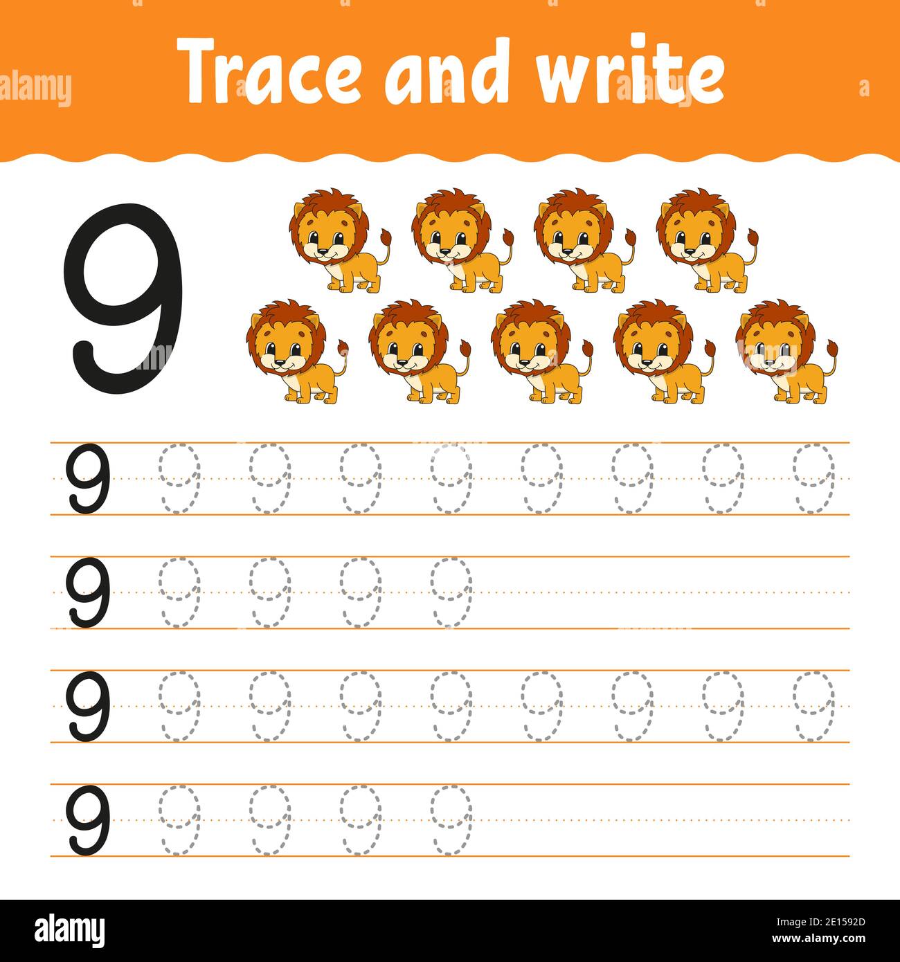 Trace and write. Handwriting practice. Learning numbers for kids ...