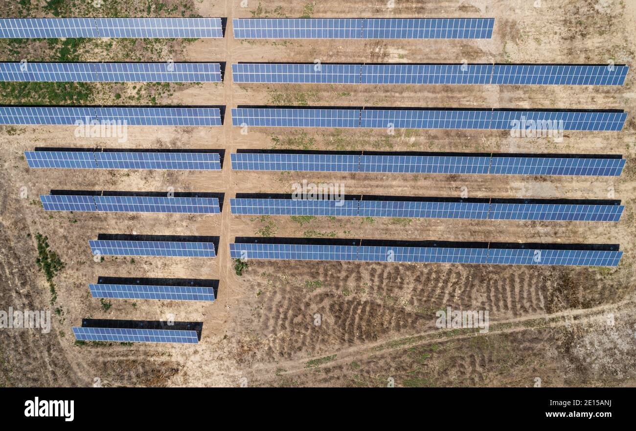 Aerial view to solar power plant Stock Photo - Alamy