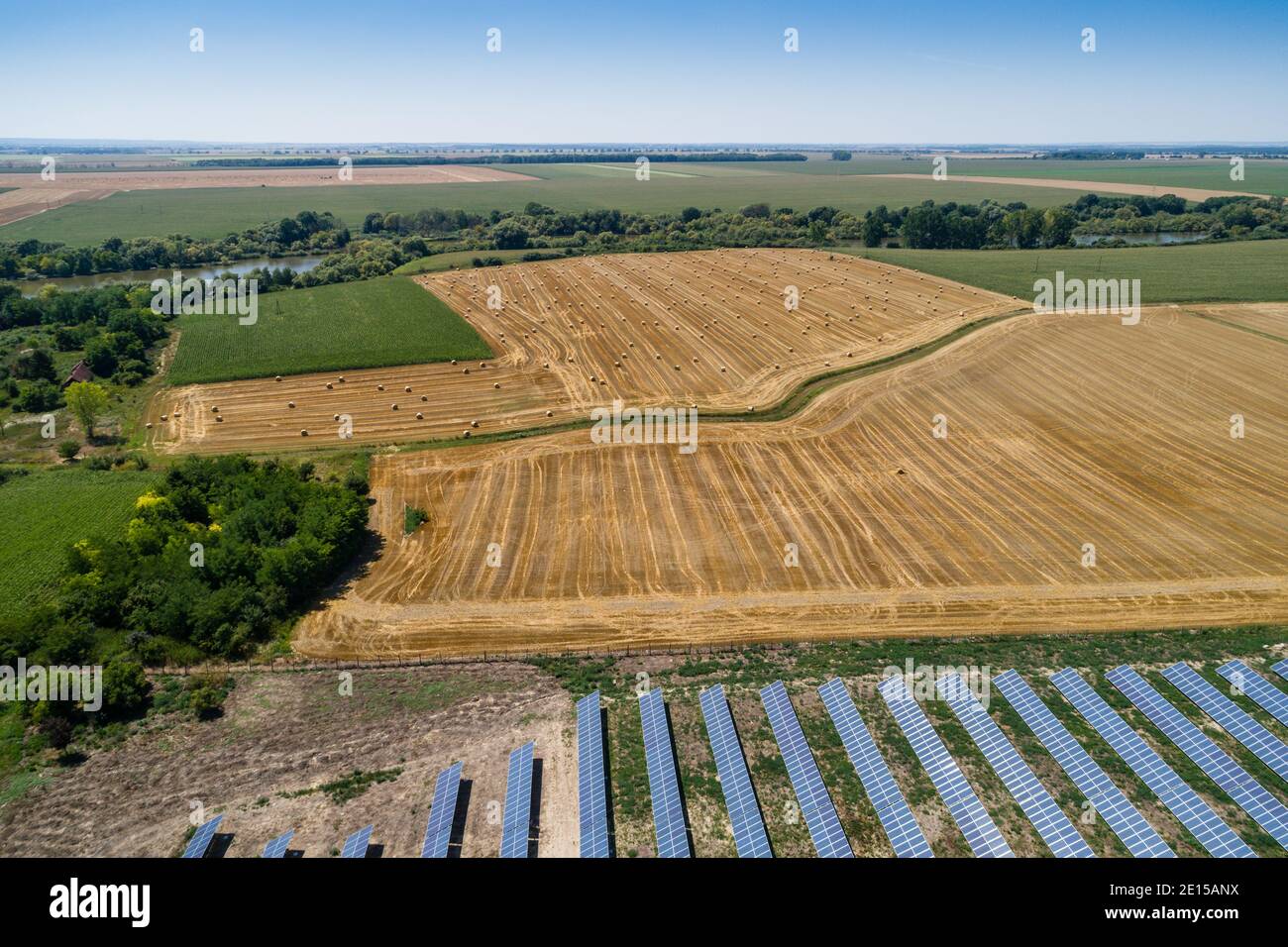 Aerial view to solar power plant Stock Photo - Alamy