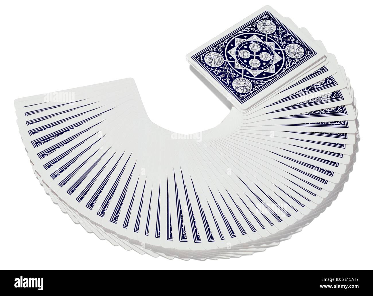 Fanned Bicycle playing cards photographed on a white background Stock Photo