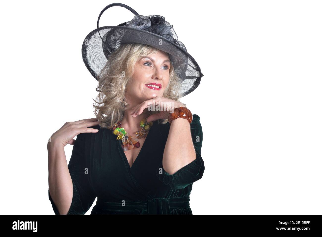Woman wearing black hat hi-res stock photography and images - Alamy