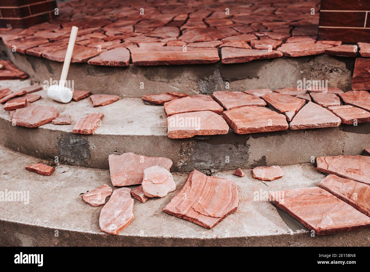 Finishing of concrete steps with stone tiles highquality tiling work details of the