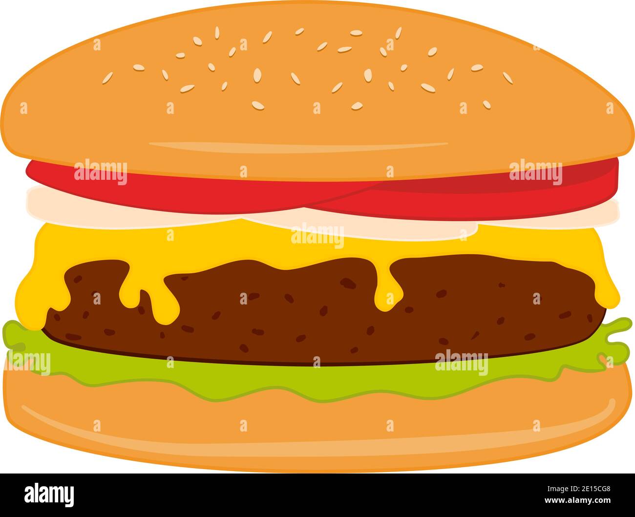 Hamburger with beef and cheese on the burger bun food vector Stock ...