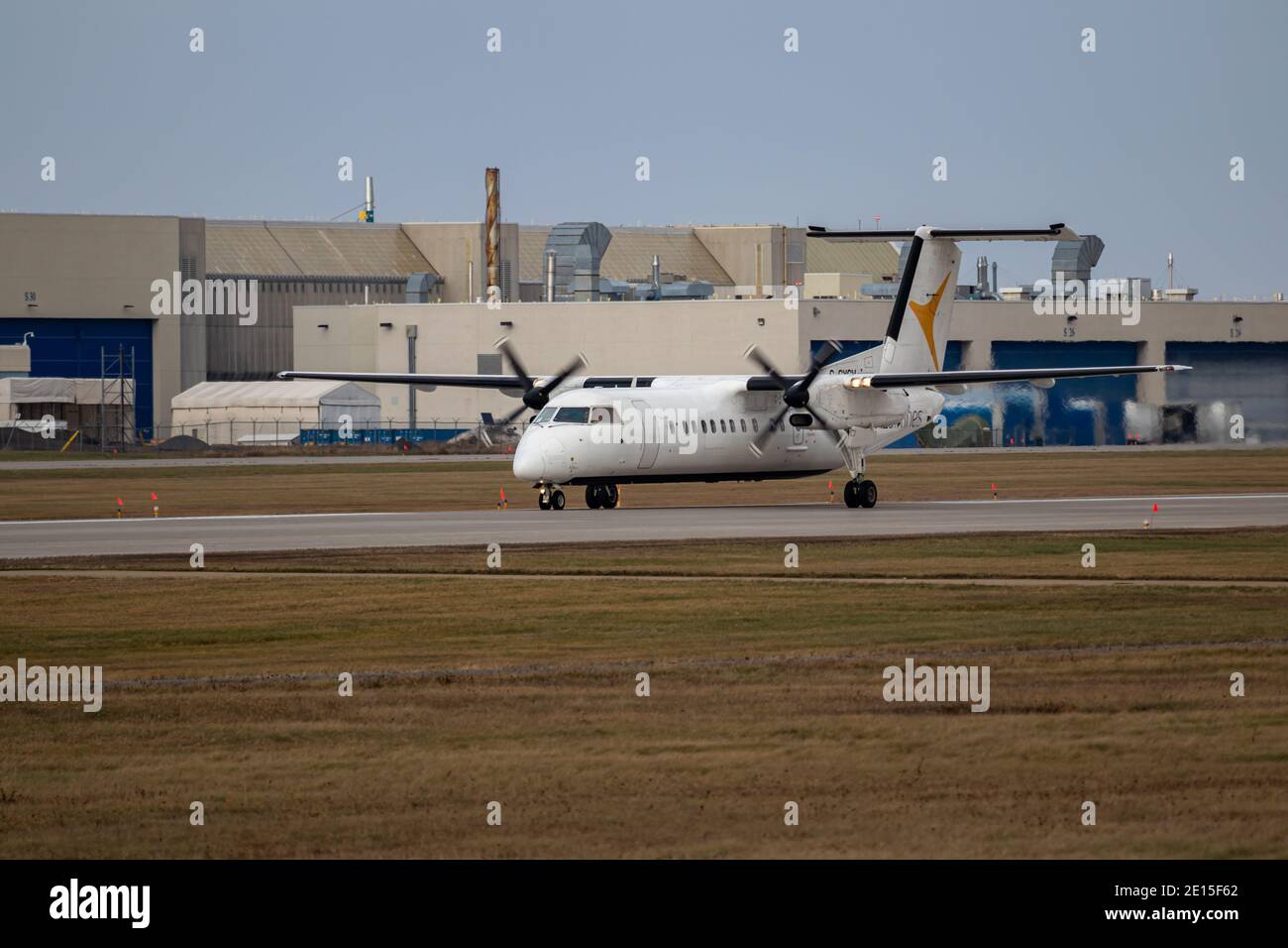 Montreal, Quebec/ Canada - 11/29/2020 : PAL Dash-8 landing at Montreals airport. Stock Photo