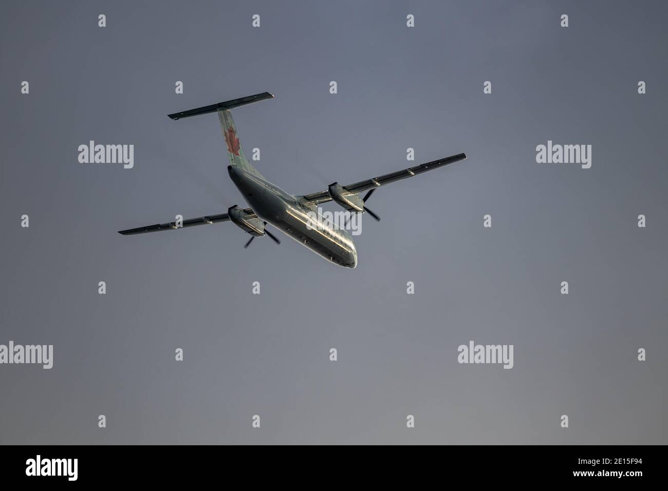 Montreal, Quebec/ Canada - 11/29/2020 : Air Canada Express Dash 8-300 taking off from Montreals Intl. Airport. Stock Photo