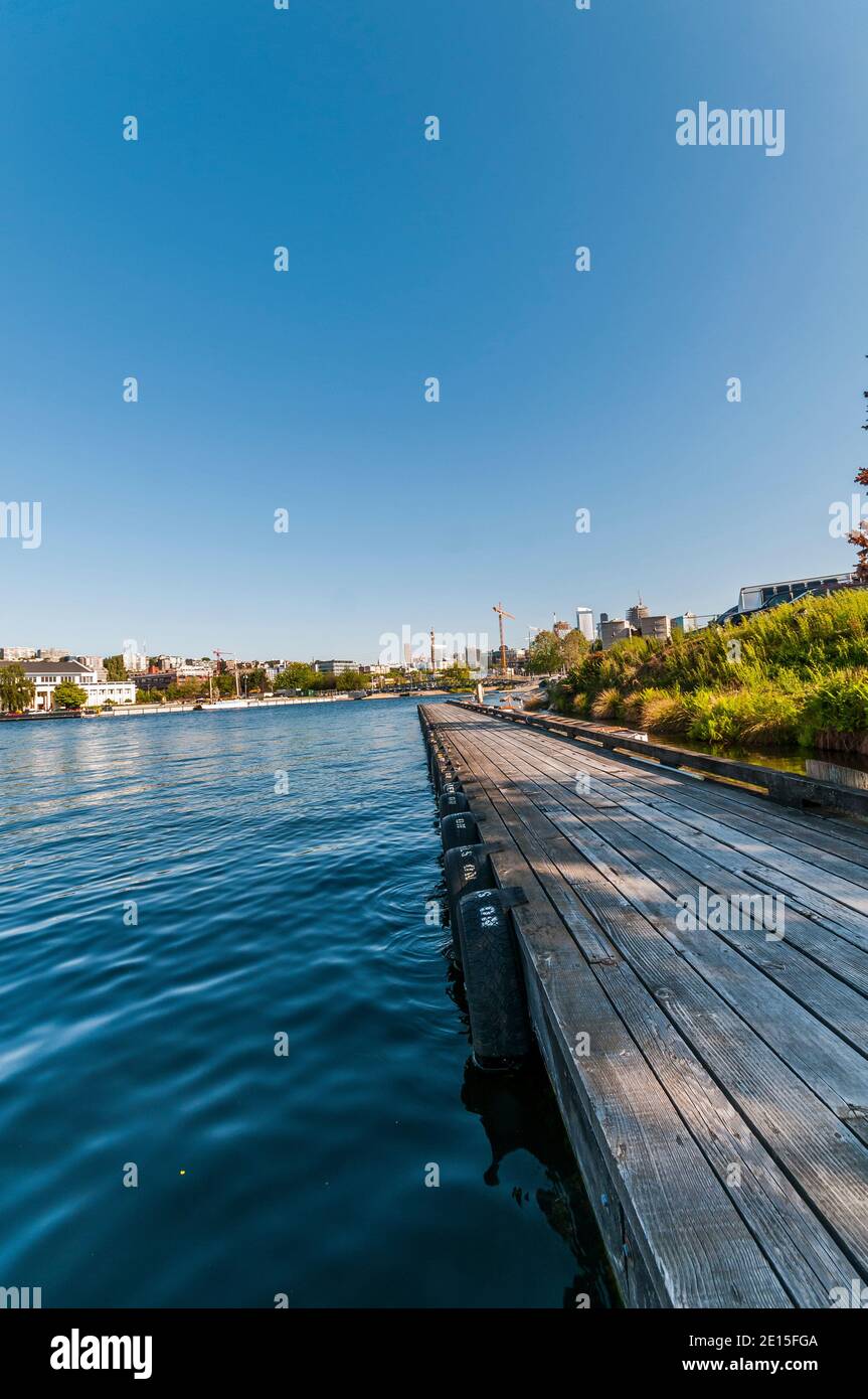 A dock on Lake Union near Queen Anne, Seattle, Washington Stock Photo