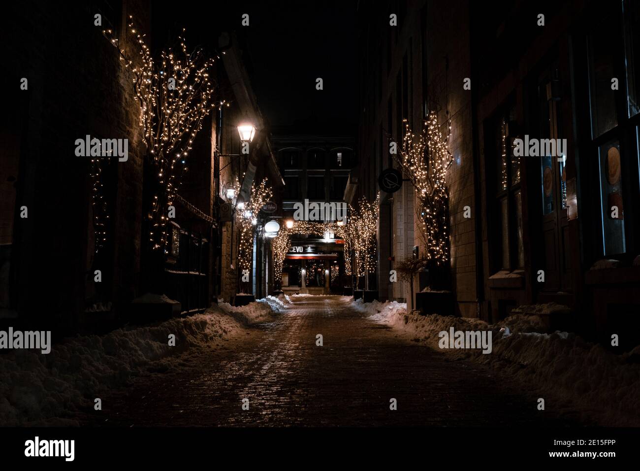 Quebec city night lights street lights hires stock photography and