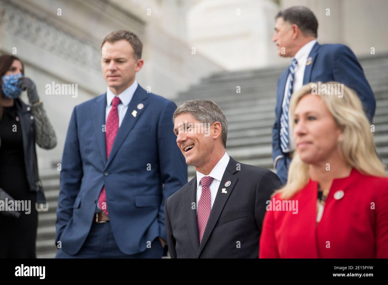 United States Representative Scott Franklin (Republican of Florida) joins other freshmen GOP members of Congress for a group photograph on the East Front Steps of the U.S. Capitol in Washington, DC, Monday January 4, 2021. Credit: Rod Lamkey/CNP | usage worldwide Stock Photo