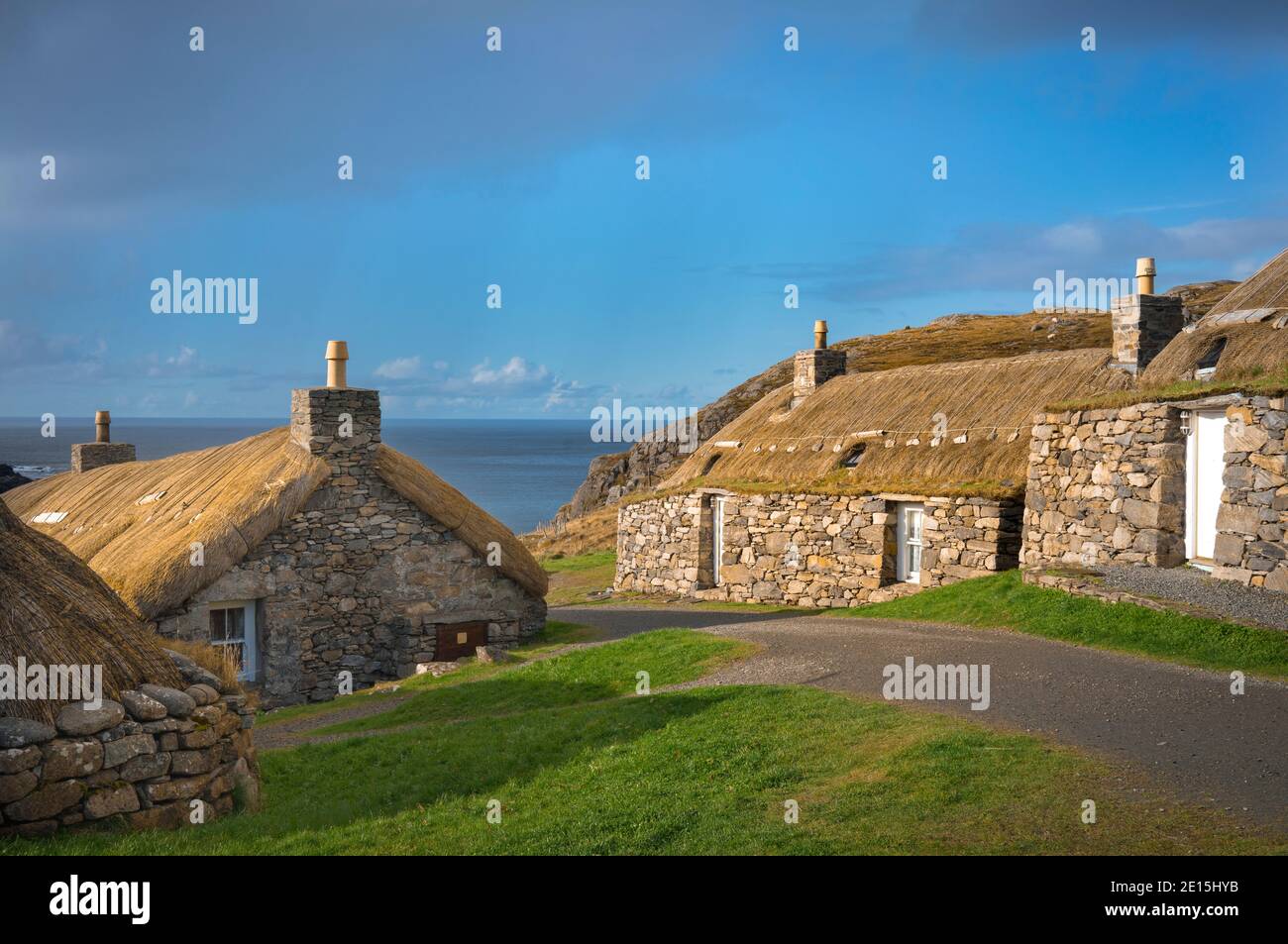 Isle of Lewis, Scotland: Garenin Blackhouse Village, a restored crofting village Stock Photo