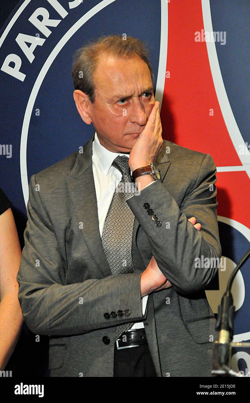 Mayor of Paris, Bertrand Delanoe during the French First League soccer