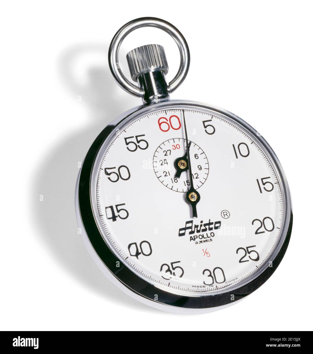Aristo silver stopwatch photographed on a white background Stock Photo