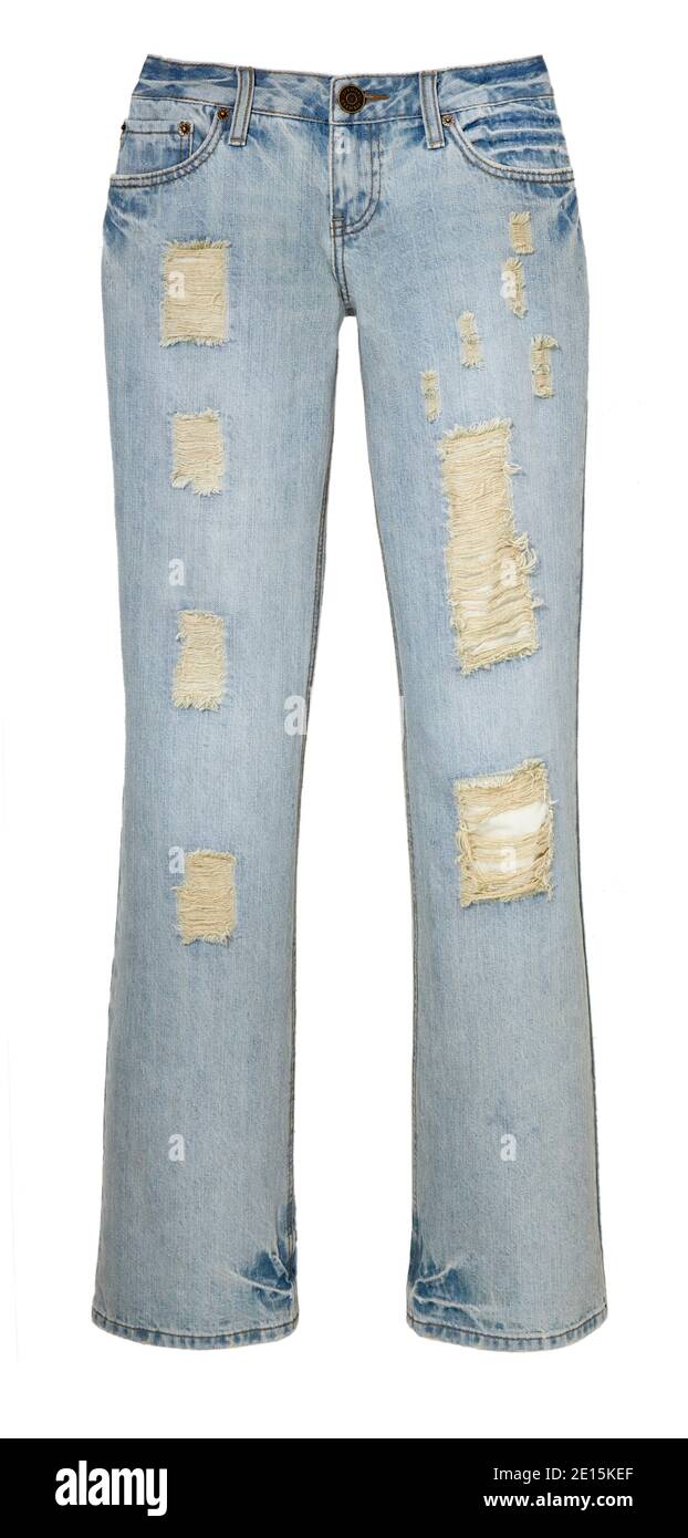 Light Blue Ripped Jeans Photographed On A White Background Stock Photo Alamy Light Blue Ripped Jeans Photographed On A White Background Stock Photo Alamy