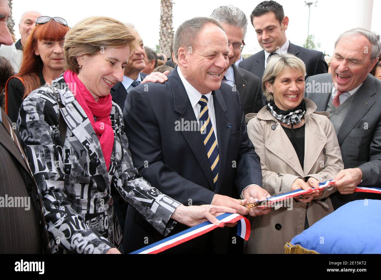 Inauguration of the swimming center Arlette Franco. In the presence of :  the senator's Jean-Paul Alduy, Paul Blanc and Jacques Blanc, the deputy's  Maite Sanchez-Schmidt, Daniel Mach and Francois Calvet, the general