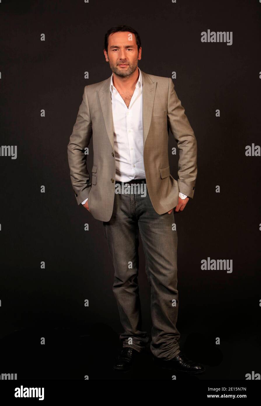 EXCLUSIVE - Gilles Lellouche posing during a photo shoot as part of the