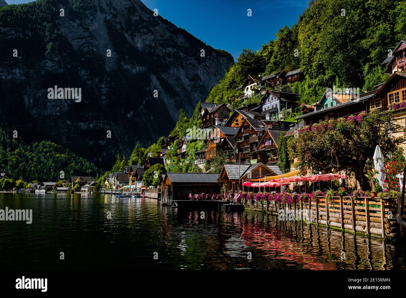 Picturesque Lakeside Town Hallstatt At Lake Hallstaetter See In Austria Stock Photo