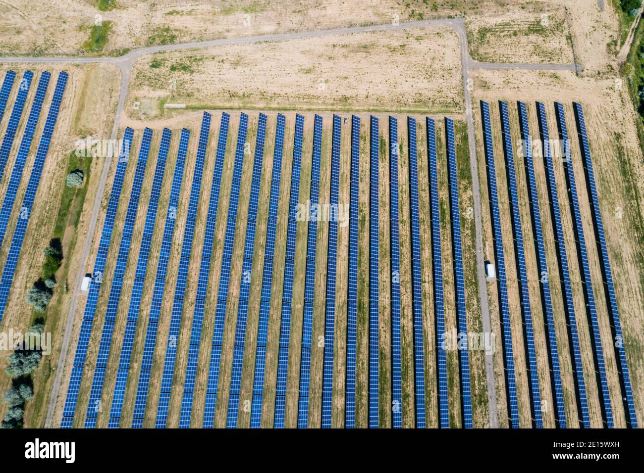 Aerial view to solar power plant Stock Photo - Alamy