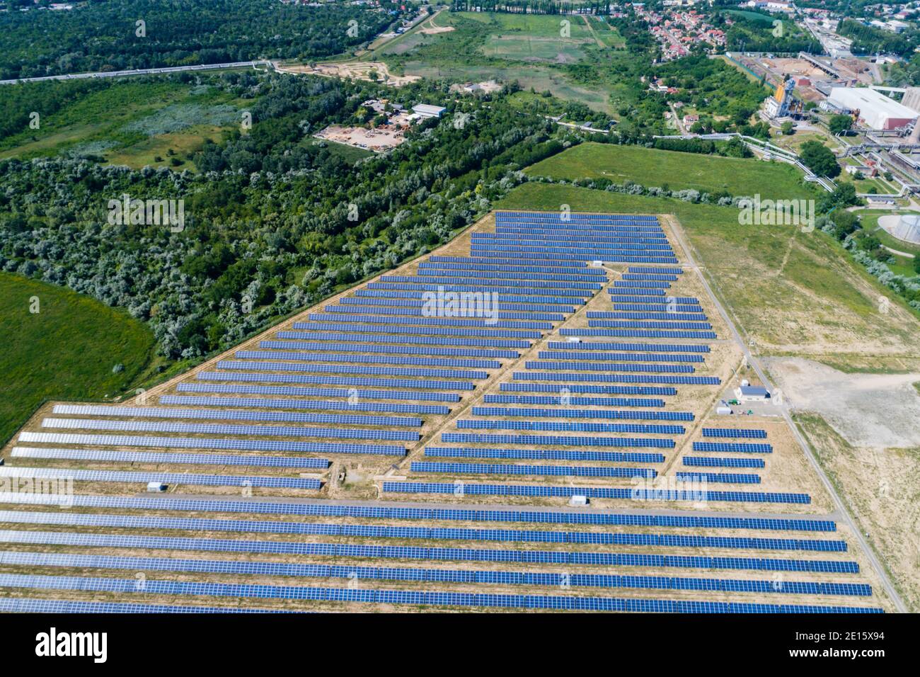 Aerial view to solar power plant Stock Photo - Alamy