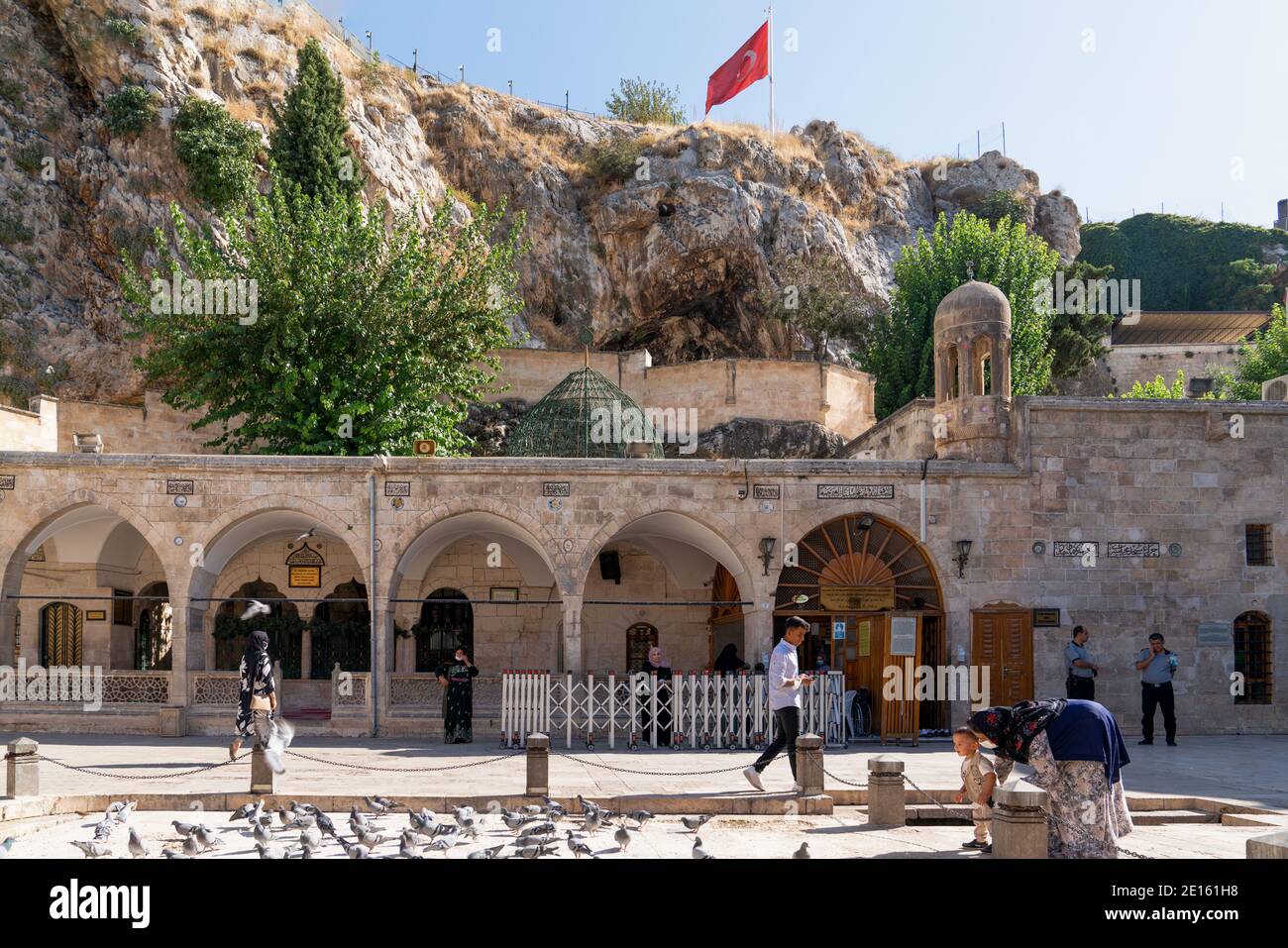 Sanli Urfa, Turkey-September 12 2020: Entrance of Mevlid-i Halil cave, birth place of Prophet Abraham Stock Photo