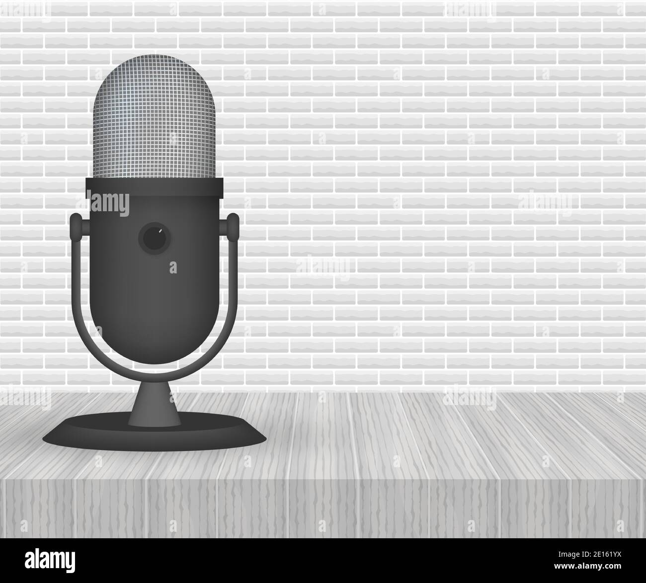 Podcast. Microphone with speech bubble icons. Vector illustration. Stock Vector