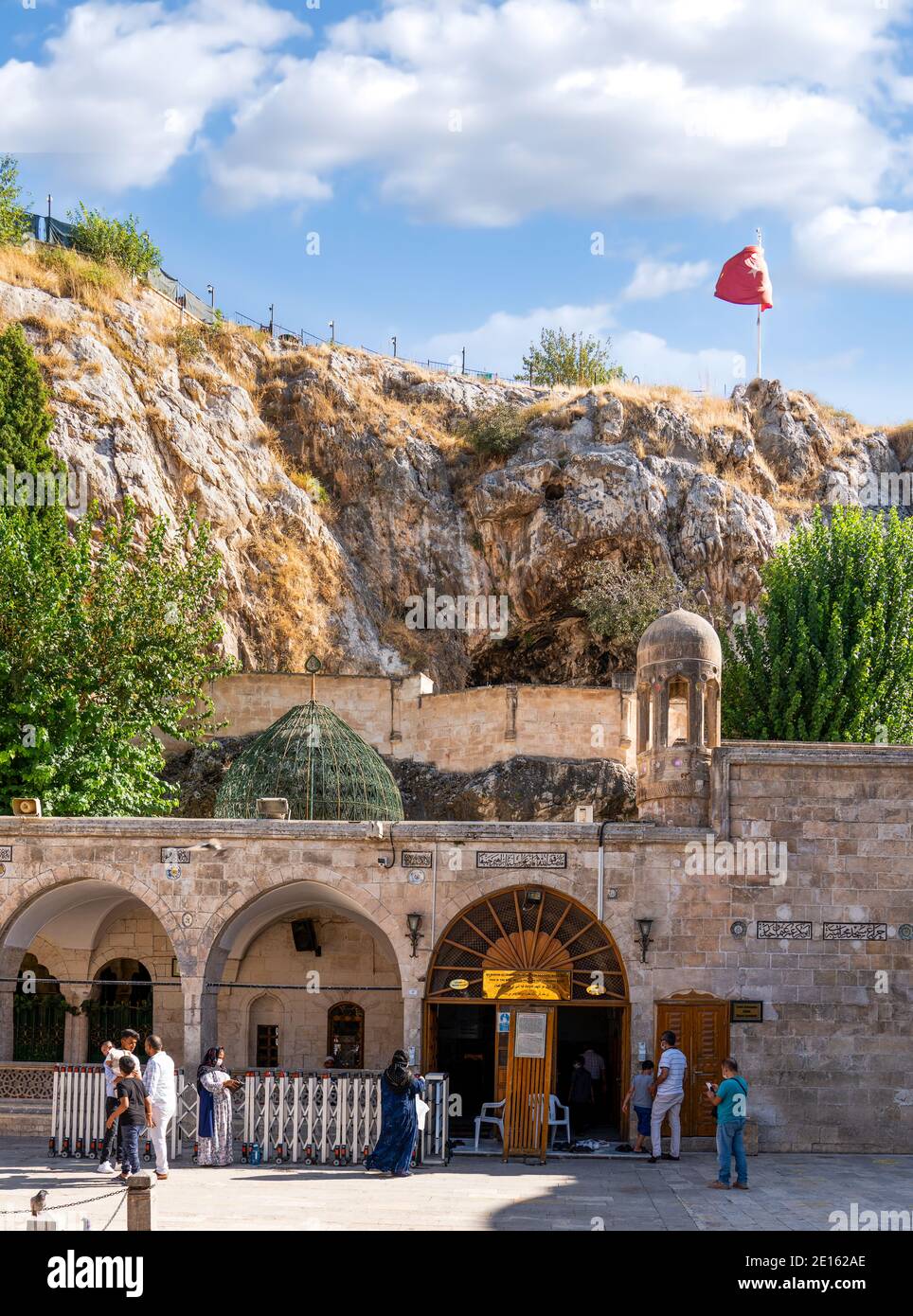 Sanli Urfa, Turkey-September 12 2020: Entrance of Mevlid-i Halil cave, birth place of Prophet Abraham Stock Photo