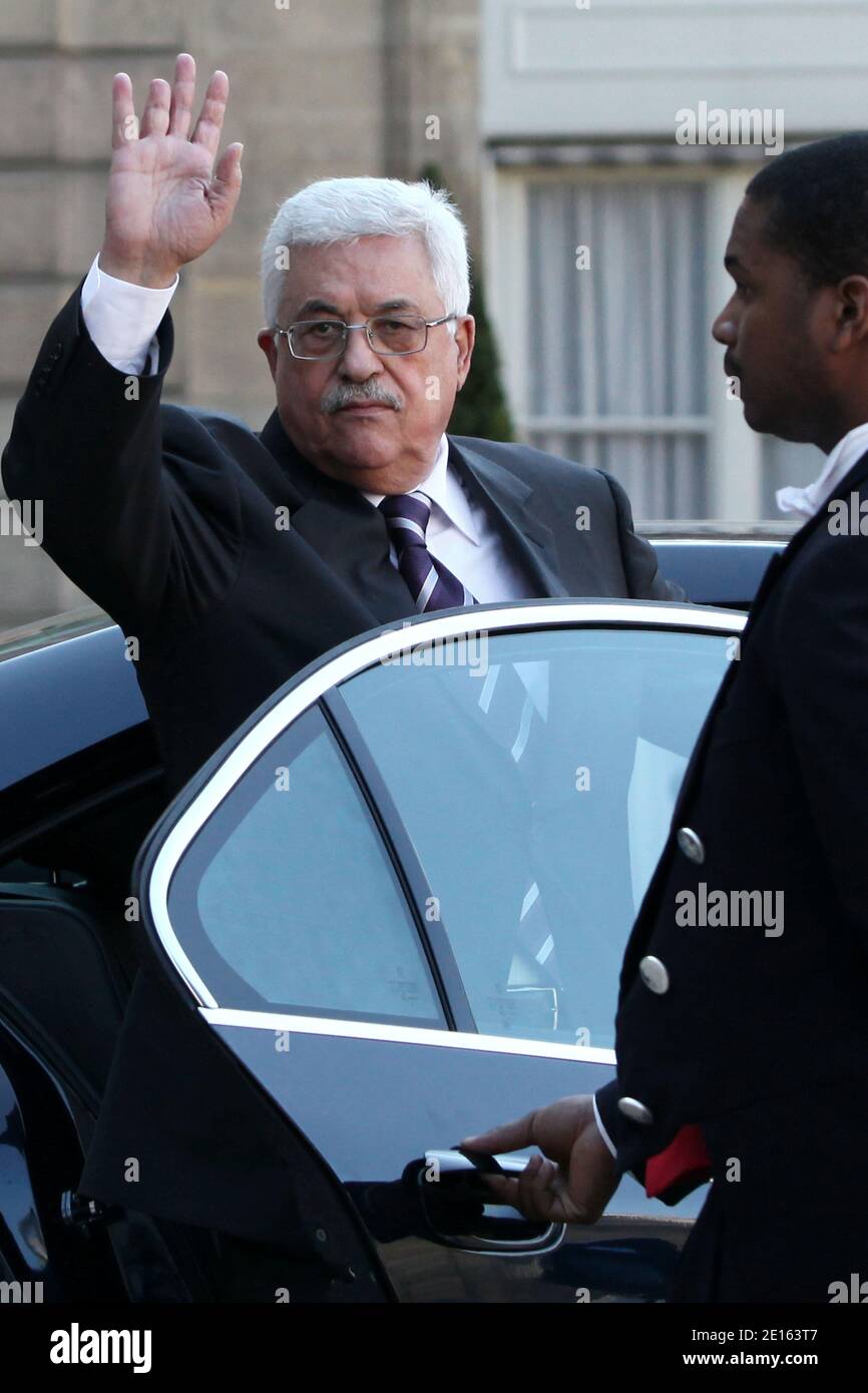 Palestinian Authority President Mahmoud Abbas leaves the Elysee Palace