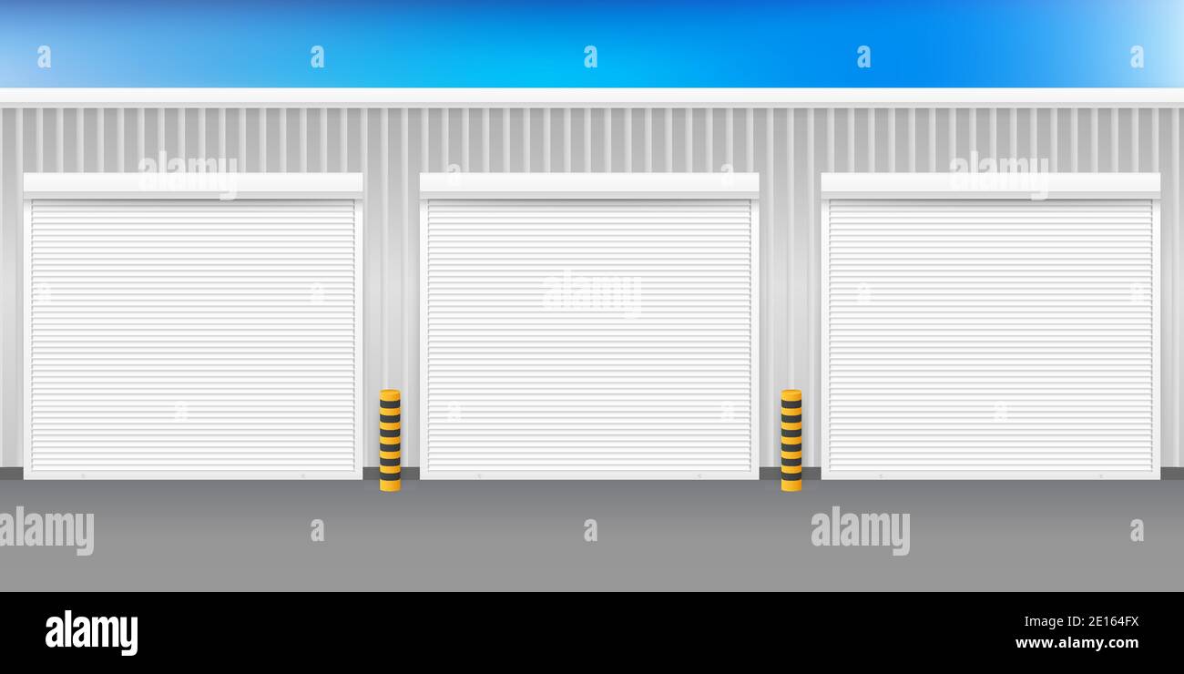 Vector Door with Rolling Shutters on white background. Vector illustration. Stock Vector