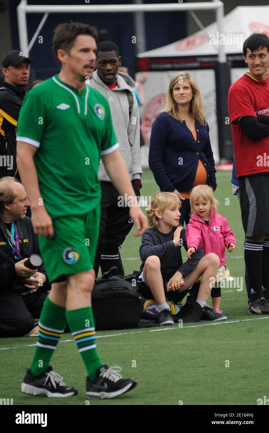 Ethan Hawke and his wife Ryan Shawhughes with children during the ...
