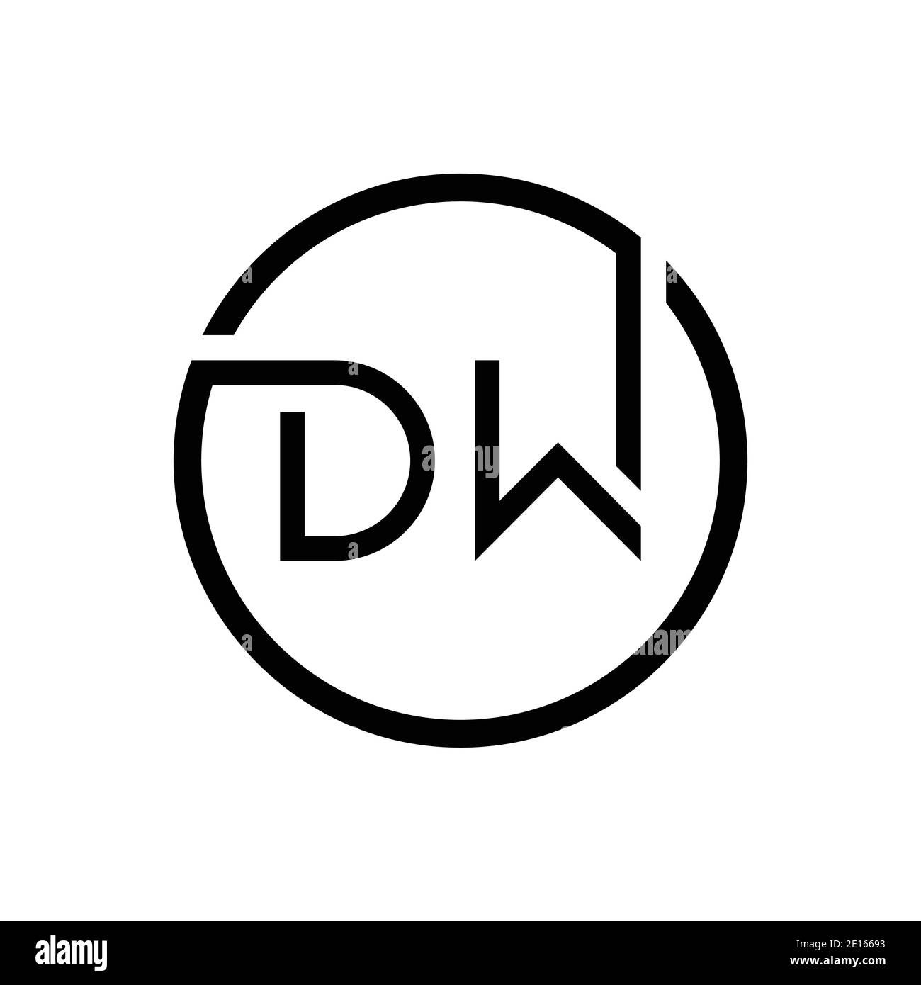 Initial DW Letter Logo Creative Typography Vector Template. Creative Circle Letter DW Logo Design Stock Vector