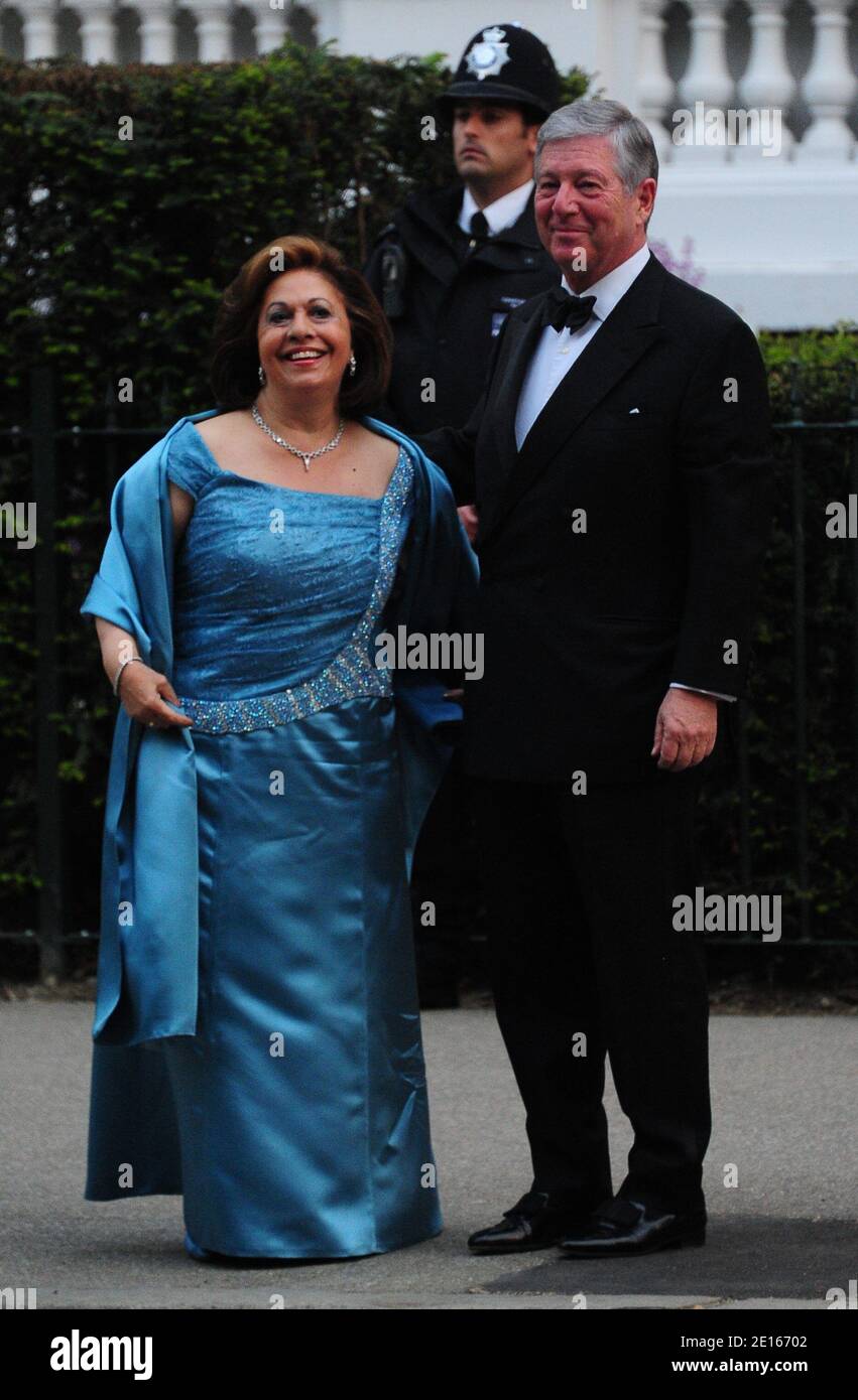 Crown Princess Katherine of Serbia (L) and Crown Prince Alexander II of Serbia arriving at the Mandarin Oriental hotel for a gala dinner hosted by Britain's Queen Elizabeth II in London, UK on April 28, 2011 on the eve of the Royal wedding. Britain's Prince William is to marry his fiancee Kate Middleton at Westminster Abbey in London on April 29, 2011. Photo by ABACAPRESS.COM Stock Photo