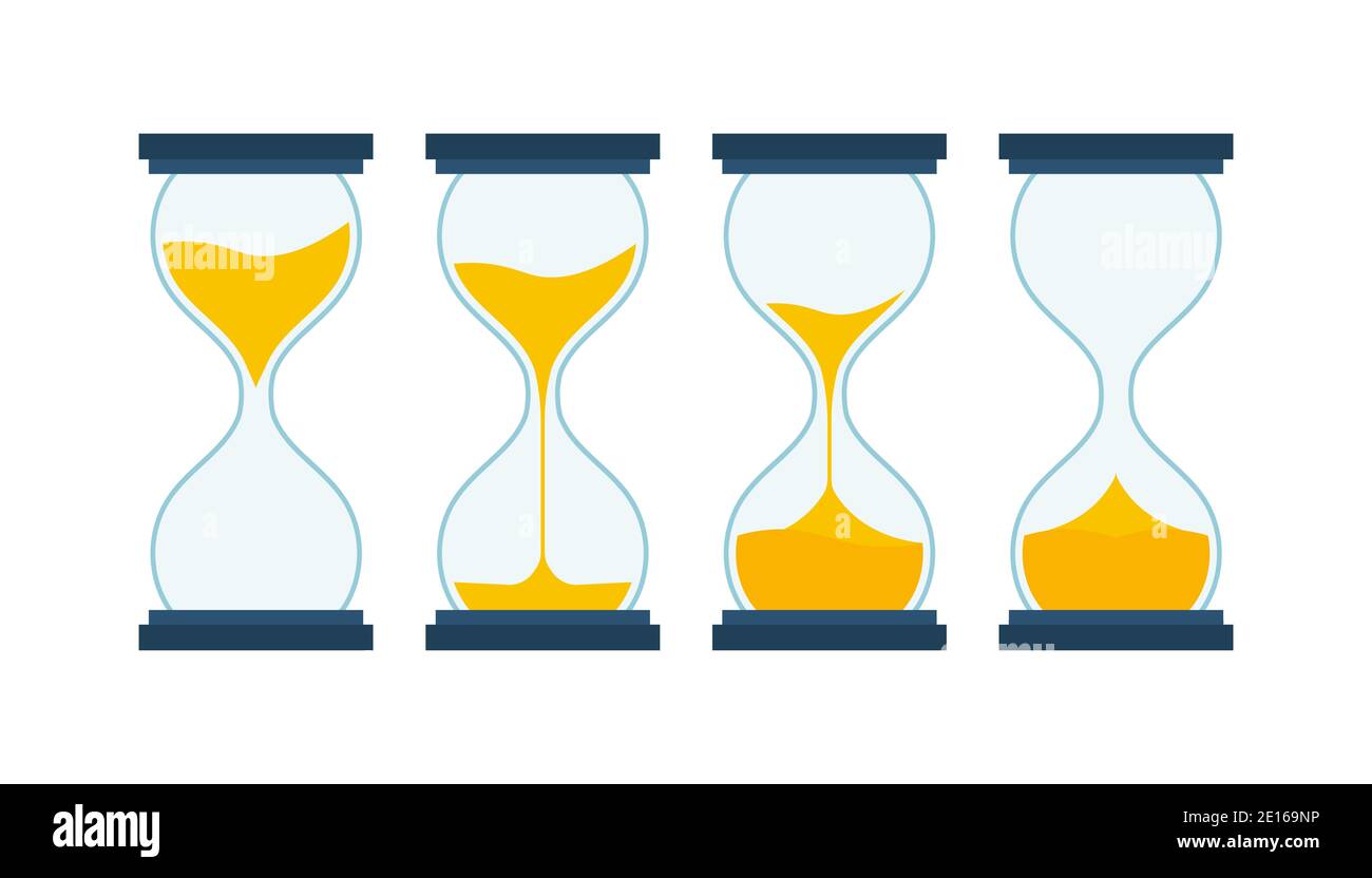 Hourglass Collection. Hourglass Timer Sand as Countdown. Vector stock