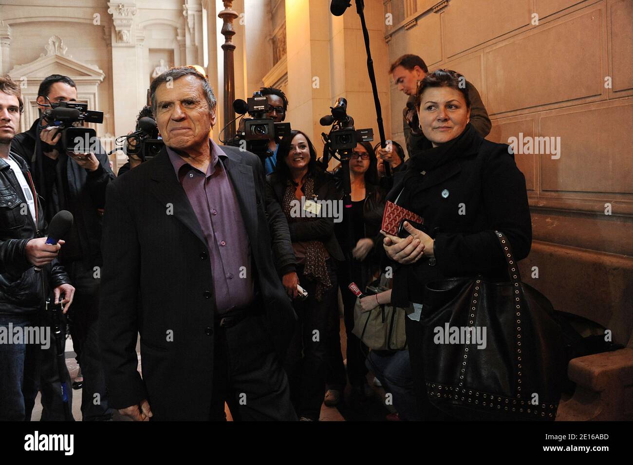 Jean-Hugues Colonna, father of Yvan Colonna and Christine Colonna, sisiter of Yvan Colonna arrive at Paris court hall in Paris, France on May 2, 2011 for the opening of Yvan Colonna's appeal trial for the murder in 1998 of Claude Erignac, France's top state official on the Mediterranean island of Corsica. Photo by Giancarlo Gorassini/ABACAPRESS.COM Stock Photo