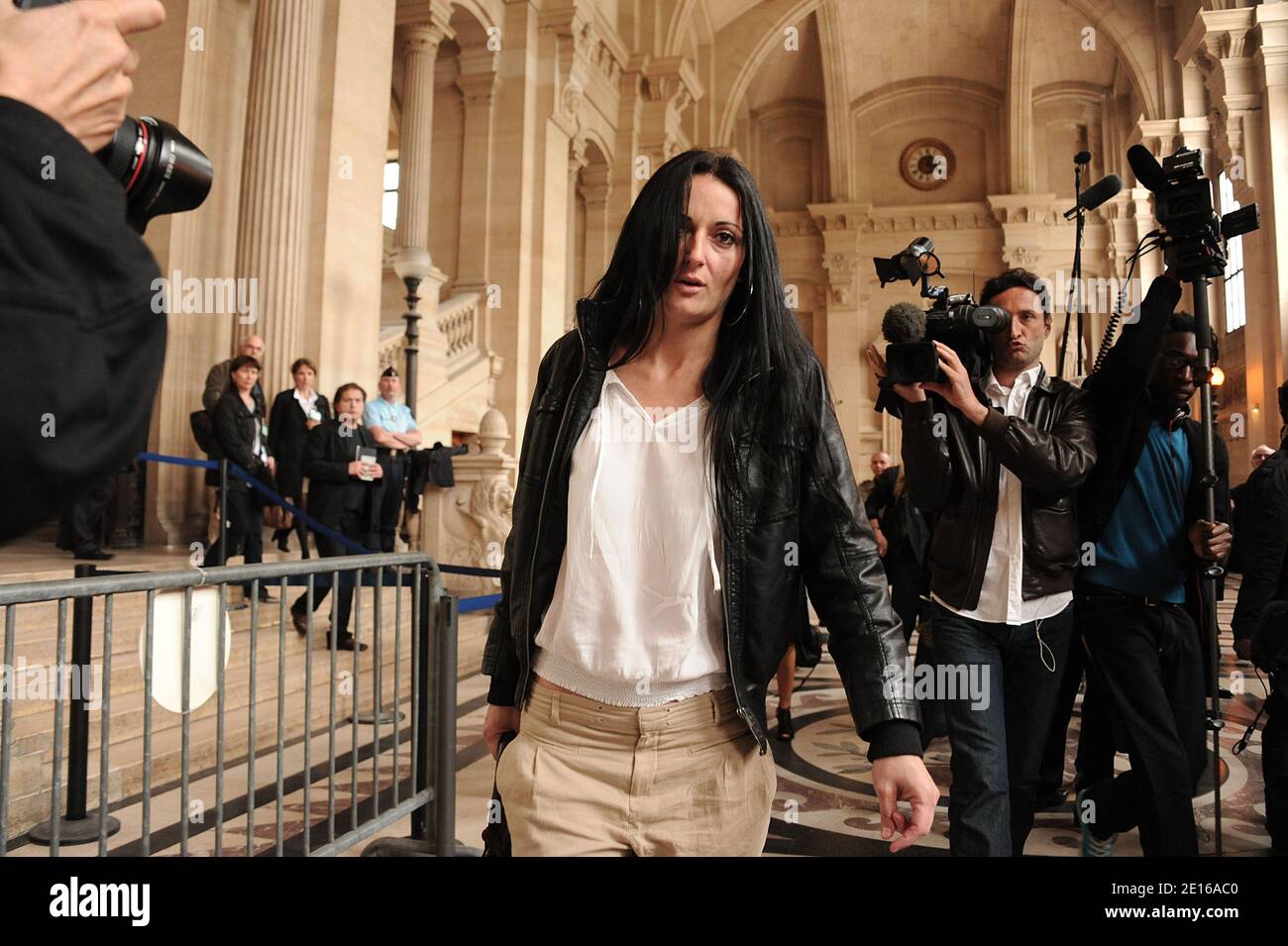 Stephanie Colonna, wife of Yvan Colonna leaves Paris court hall in Paris, France on May 2, 2011 after the opening of Yvan Colonna's appeal trial for the murder in 1998 of Claude Erignac, France's top state official on the Mediterranean island of Corsica. Photo by Giancarlo Gorassini/ABACAPRESS.COM Stock Photo