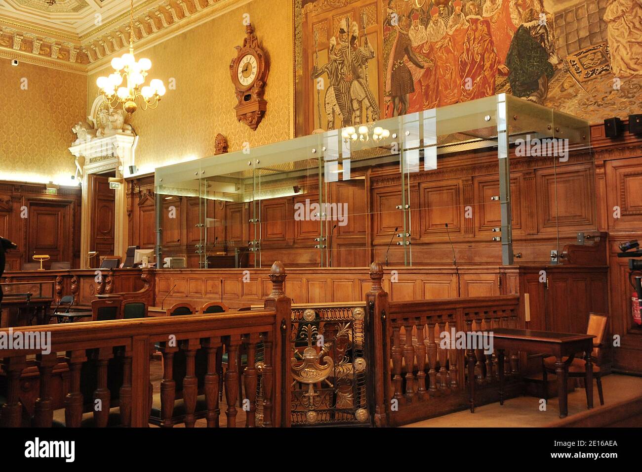 View of the appeal courtroom in Paris court hall in Paris, France on May 2, 2011 in whom will take place the Yvan Colonna's appeal trial for the murder in 1998 of Claude Erignac, France's top state official on the Mediterranean island of Corsica. Photo by Giancarlo Gorassini/ABACAPRESS.COM Stock Photo