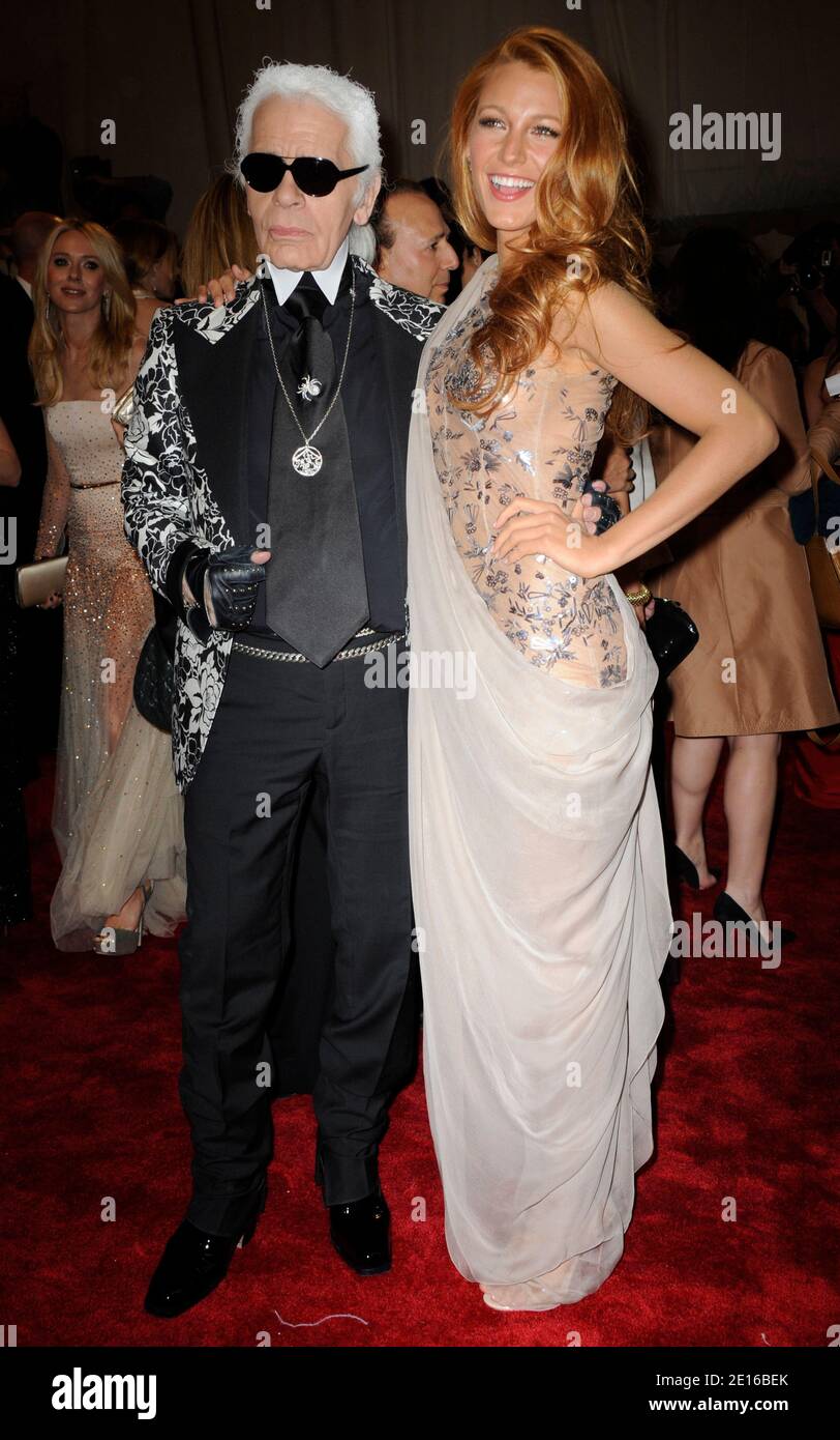 Karl Lagerfeld and Blake Lively arrive at the 2011 Costume Institute Gala  celebrating the opening of Alexander Mc Queen Savage Beauty at the  Metropolitan Museum of Art in New York City on