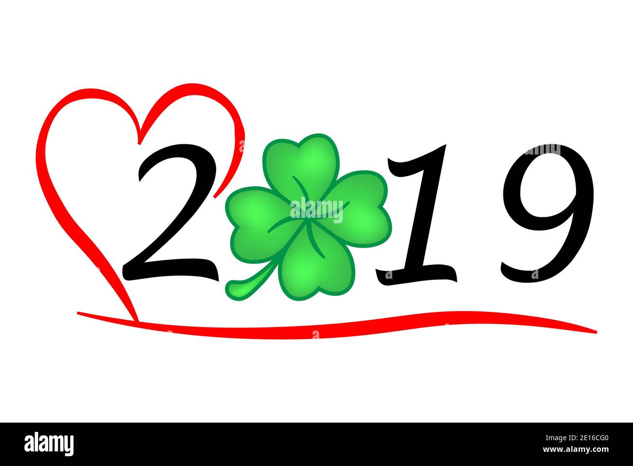 Hearty Year 2019 With Luck Stock Photo