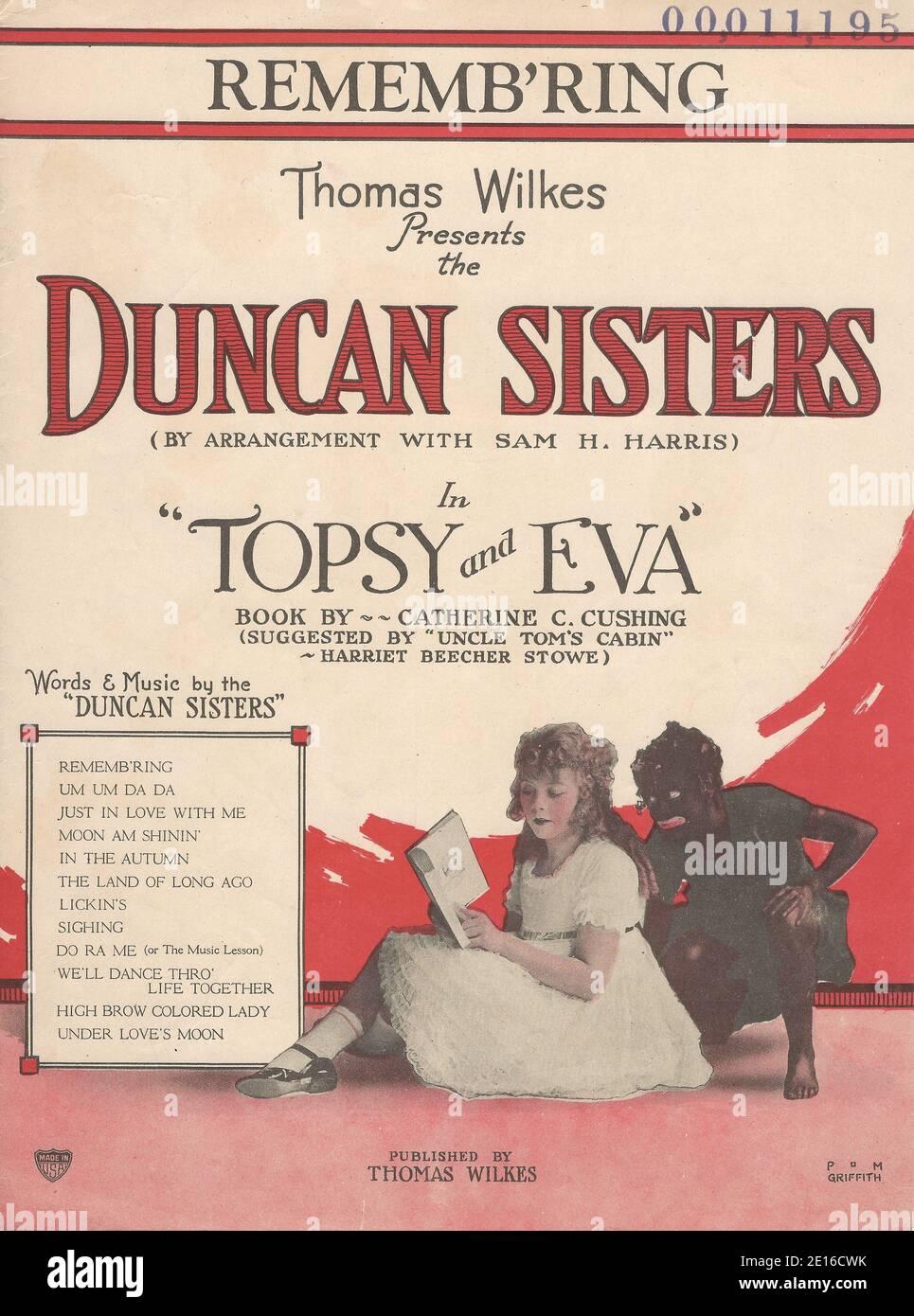 Duncan Sisters 'Topsy and Eva' 1924 Musical Sheet Music Cover Stock Photo